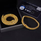 6.5mm Yellow Color VVS Round Moissanite 925 Sterling Silver Tennis Chain